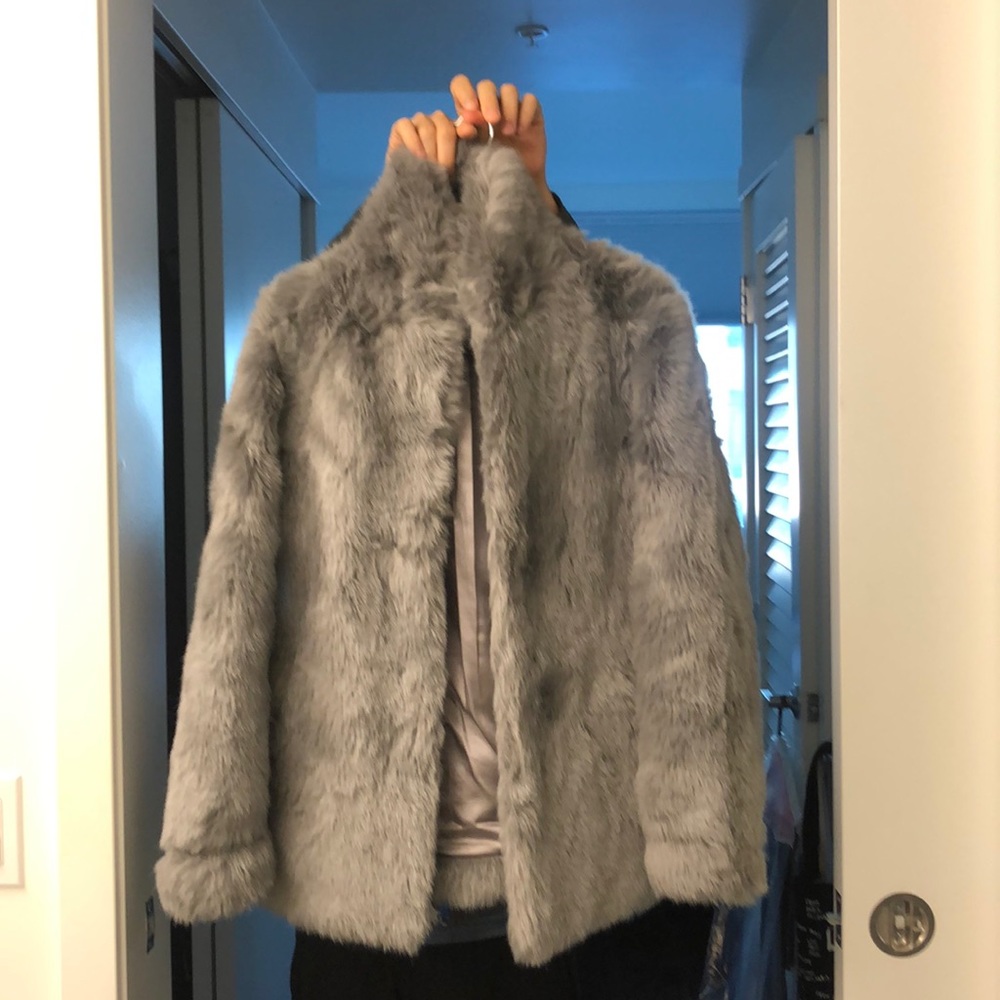 Grey faux fur jacket from Asos